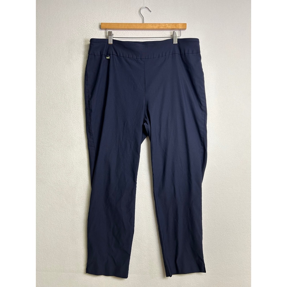 Business Casual Counterparts Womens 2X Navy Blue Stretch Pull On Straight Pants